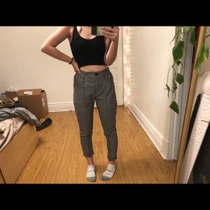 UO Tapered Plaid Checkered Mom Pants